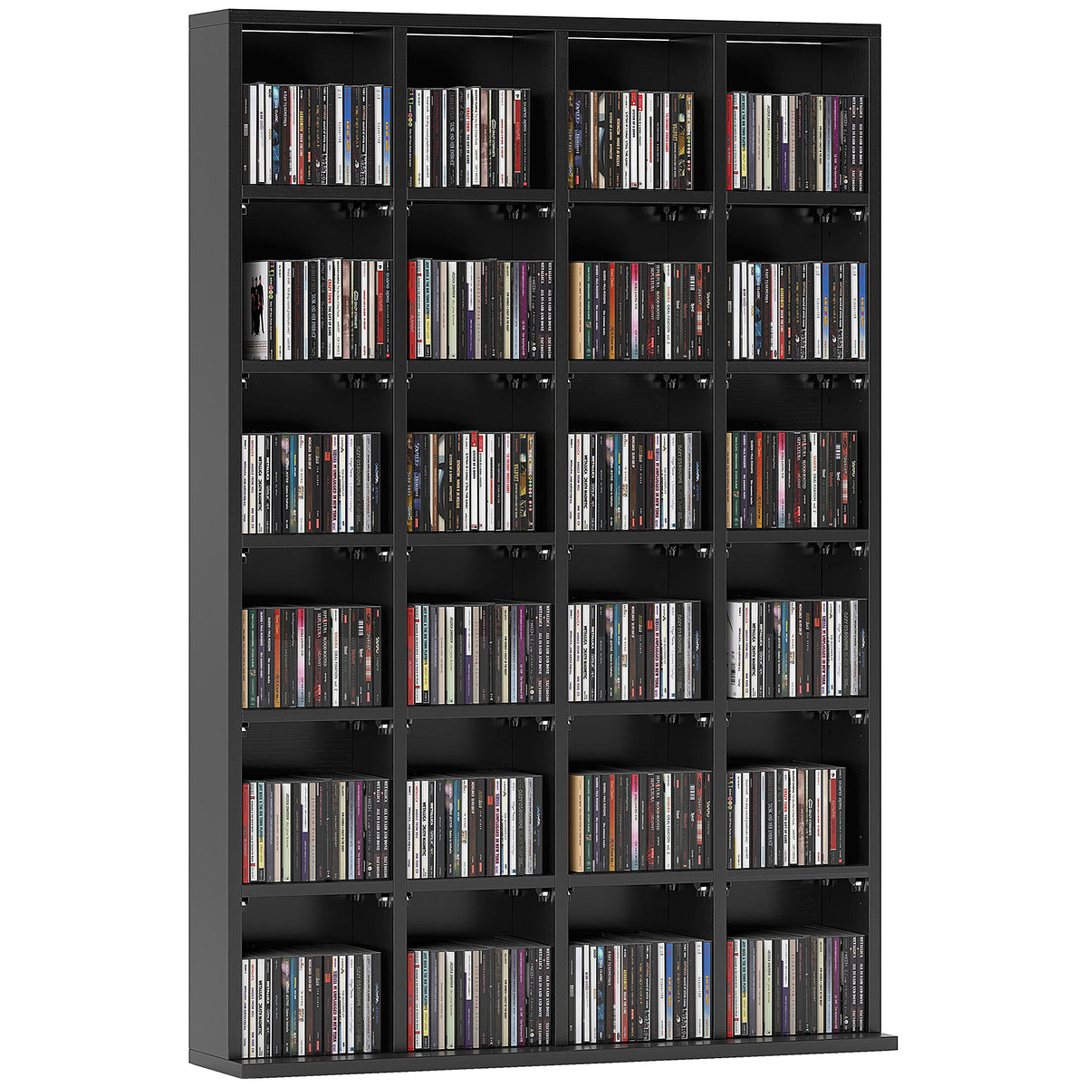 HOMCOM CD Storage Unit with Adjustable Shelves, 89 x 130.5 cm, Black