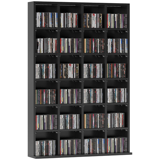 HOMCOM CD Storage Unit with Adjustable Shelves, 89 x 130.5 cm, Black