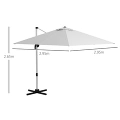 Outsunny Square Cantilever Garden Parasol, with Five-Position Canopy - White