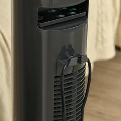 HOMCOM 30'' Freestanding Tower Fan, 3 Speed 3 Mode, 10h Timer, 70 Degree Oscillation, LED Light, 5M Remote Controller, Dark Grey