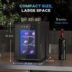 HOMCOM Six Bottle 8-18√¢‚Äû∆í Countertop Wine Fridge - Black