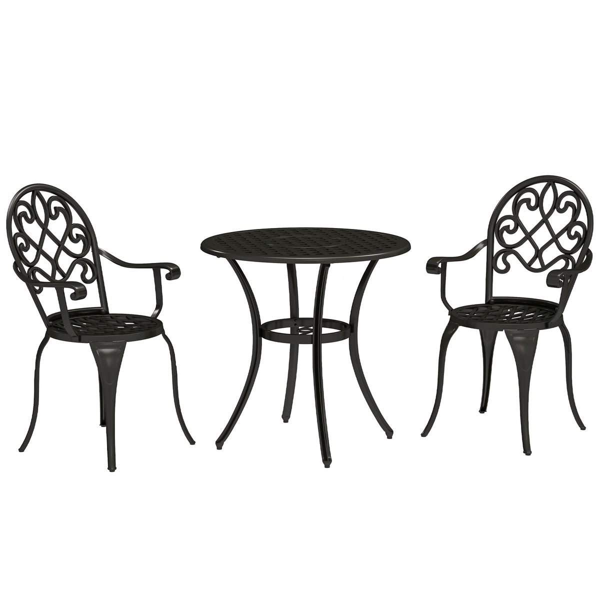 Outsunny Three-Piece Elegant Aluminium Garden Set - Black