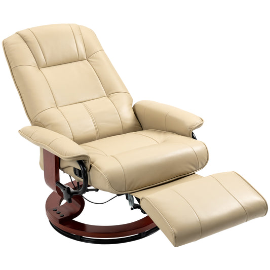 HOMCOM Faux Leather Armchair, with 145√Ç¬∞ Reclining Back and Footrest - Cream