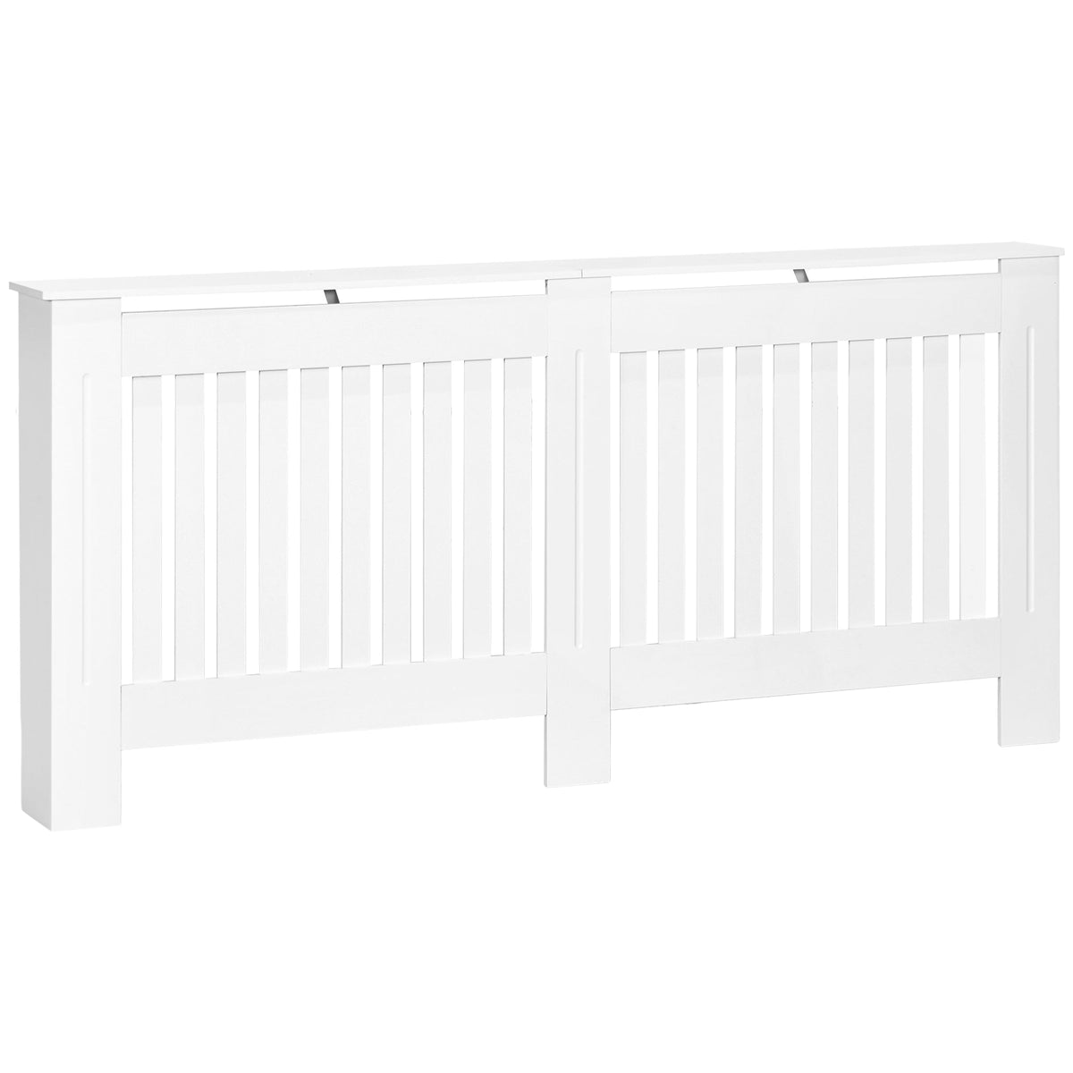 HOMCOM Slatted Radiator Cover Painted Cabinet MDF Lined Grill in White (172L x 19W x 81H cm)