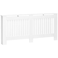 HOMCOM Slatted Radiator Cover Painted Cabinet MDF Lined Grill in White (172L x 19W x 81H cm)