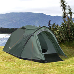 Outsunny Dome Tent for 3-4 Person Family Tent with Large Windows Waterproof Green