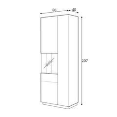 Silke 12 Tall Display Cabinet 80cm