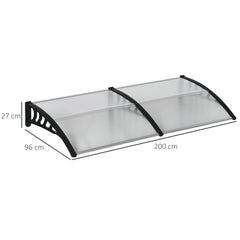 Outsunny Front Door Canopy, Outdoor Awning, 200 x 96cm Rain Shelter for Window, Porch and Front/Back Door, Clear