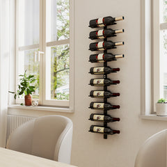 HOMCOM 10-Tier Wall Mount Wine Rack, Steel Wall Wine Rack for 10 Wine Bottles, Wall Wine Display Rack for Kitchen, Dining Room, Home Bar, Black