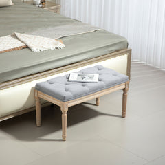 HOMCOM Vintage Wooden Bed End Bench - Light Grey