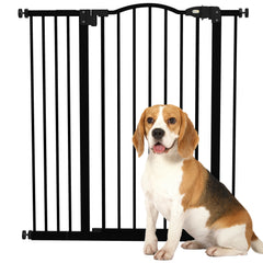 PawHut Pressure Fit Dog Stair Gate No Drilling Safety Gate Auto Close for Doorways, Hallways, 74-94cm Adjustable, 94cm Tall, Black