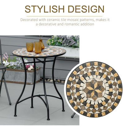 Outsunny 60cm Mosaic Outdoor Patio Table - Grey