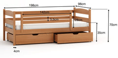 Wooden Single Bed Zoska with Storage