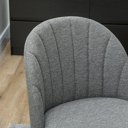 HOMCOM Velvet Dining Chairs Set of 2, Modern Upholstered Kitchen Chairs with Metal Legs, Shell Backrest and Padded Seat for Dining Room, Bedroom, Living Room, Vanity, Grey