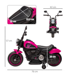 HOMCOM 6v Electric Motorbike with Training Wheels, One-Button Start - Pink