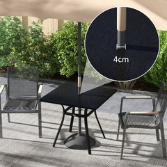 Outsunny Four-Seater Steel Garden Table, with â40mm Parasol Hole - Black