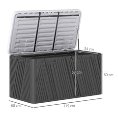 Outsunny 380L Waterproof Outdoor Storage Box, with Lockable Lid - Black