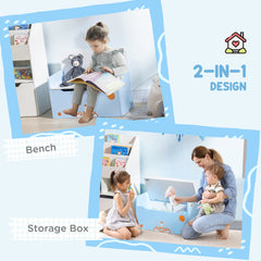 ZONEKIZ 2 In 1 Kids Storage Bench, Toy Box w/ Safety Rod - Blue