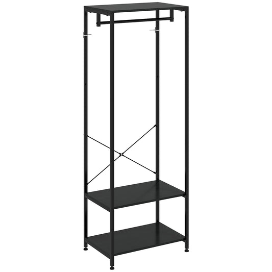 HOMCOM Hallway Coat Rack and Shoe Bench Tree - Black