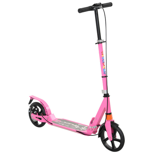 AIYAPLAY Kids Scooter with Four-Level Adjustable Handlebar, Dual Brake System, 200mm Wheels, ABEC-7 Bearings, Pink