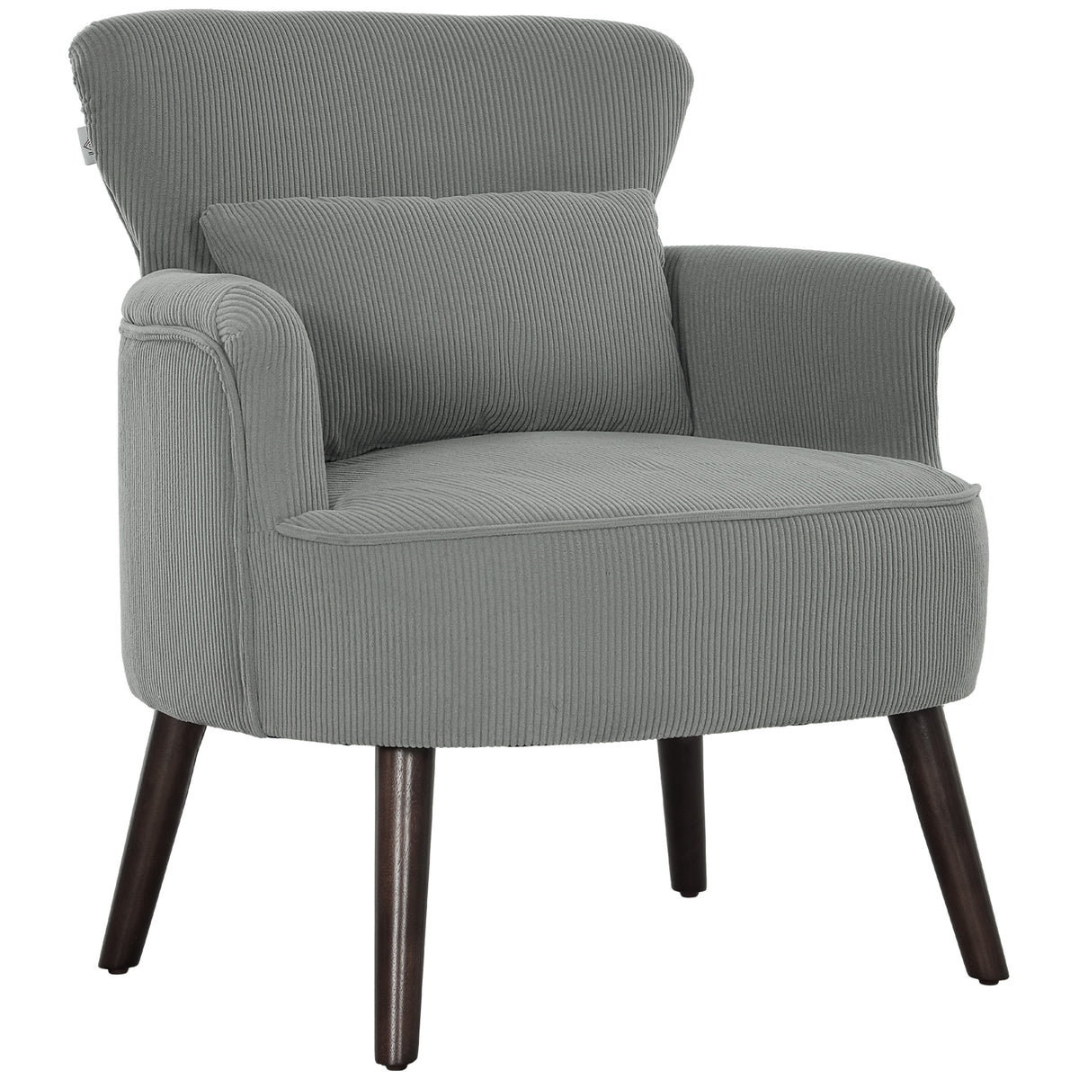 HOMCOM Corduroy Retro Accent Chair - Light Grey