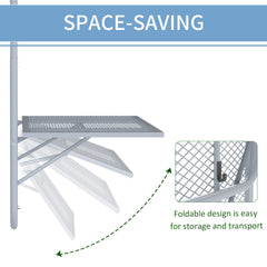 Outsunny Balcony Hanging Table, Metal Wall Mount Desk, Adjustable Folding Balcony Deck Table for Patio and Garden, Grey