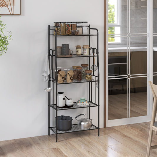 HOMCOM Five-Tier Steel Frame Kitchen Shelving Unit - Black