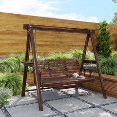 Outsunny Three-Seater Wooden Swing Bench