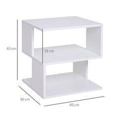 HOMCOM Side Table Square Coffee Table Modern End Table with 2 Tier Storage Shelves for Living Room, Bedroom, White