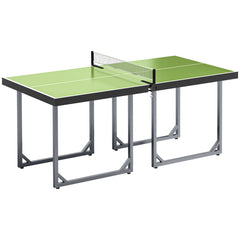 HOMCOM 6ft 182cm Mini Table Tennis Table Folding Ping Pong Table with Net Multi-Use Table for Indoor Outdoor Game, Green