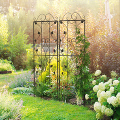 Outsunny Metal Trellis Set of 2, Garden Trellis for Climbing Plants Support Frames, Leaf Design