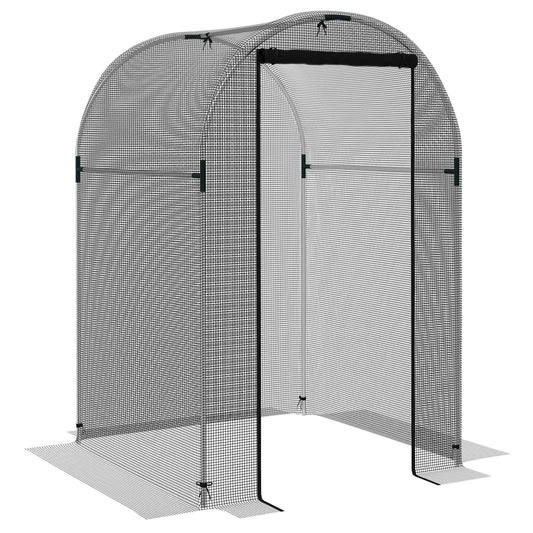 Outsunny Galvanised Steel Fruit Cage, Plant Protection Tent with Zipped Door, 1.2 x 1.2 x 1.9m, Black