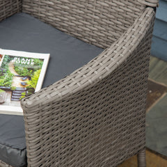 Outsunny Set of Four Rattan Armchairs, with Cushions - Grey