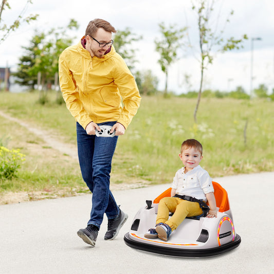 AIYAPLAY 360√Ç¬∞ Rotation Kids Bumper Car, 12V Waltzer Car with Remote Control, Dual Joysticks, Music Lights, Orange