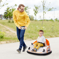 AIYAPLAY 360√Ç¬∞ Rotation Kids Bumper Car, 12V Waltzer Car with Remote Control, Dual Joysticks, Music Lights, Orange