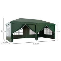 Outsunny 3 x 6m Pop-Up Gazebo, with Curtain Walls and Windows - Dark Green