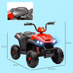 AIYAPLAY 12V Kids Electric Quad Bike w/ Spring Suspension System, Forward, Backward, LED Light, Music, MP3, Red