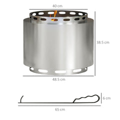 موقد نار محمول بدون دخان من Outsunny، مقاس 48.5 سم، موقد نار محمول بحرق الخشب مع بوكر للحديقة والتخييم وحفلات الشواء، من الفولاذ المقاوم للصدأ، فضي