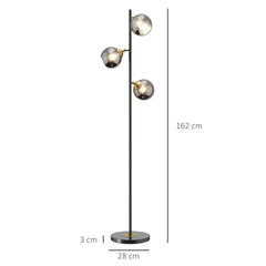 HOMCOM Tree Floor Lamp for Living Room Bedroom with 3 Light, Modern Standing Lamp, (Bulb not Included), 162cm, Grey