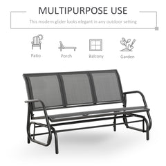 Outsunny 3-Seat Glider Rocking Chair for 3 People Garden Bench Patio Furniture Metal Frame, Grey