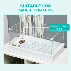 PawHut Turtle Tank, Aquarium Glass Tank w/ Basking Platform, Filter Layer