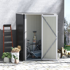 Outsunny 5ft x 3ft Metal Garden Storage Shed, Outdoor Tool Shed with Sloped Roof, Lockable Door for Tools, Equipment, Grey