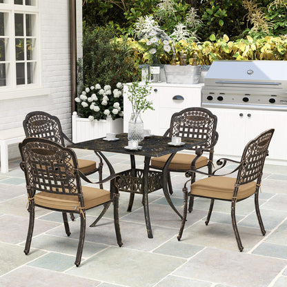 Outsunny Five-Piece Cast Aluminium Garden Dining Set - Bronze Tone