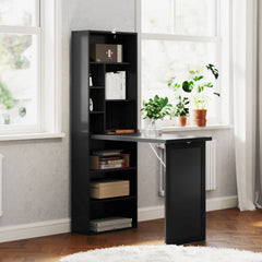 HOMCOM Three-Part Work Desk, with Storage and Chalkboard - Black