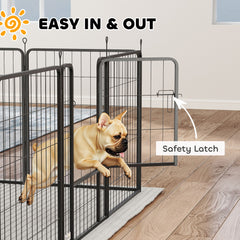 PawHut 12 Panels Heavy Duty Dog Playpen with Doors, for Medium Dogs, 80cm High, Black