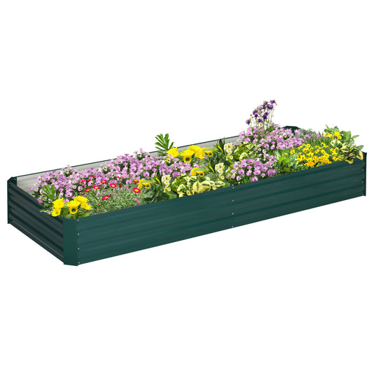 Outsunny Metal Raised Garden Bed Planter Box Outdoor Planters for Growing Flowers, Herbs, Green, 241x90.5x30cm