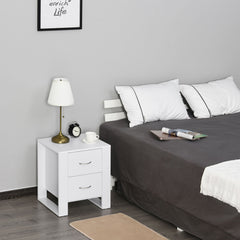 HOMCOM Bedside Table with 2 Drawers, Nightstand with Handles and Elevated Base, Side Table for Bedroom, Living Room, White