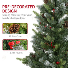 HOMCOM Set of Two 3ft Christmas Trees, with Lights, Berries and Pinecones