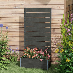 Outsunny 34 x 69.5cm Garden Planter Box, with Back Trellis, Black