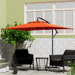 Outsunny 3(m) Cantilever Overhanging Parasol, with Cross Base - Orange